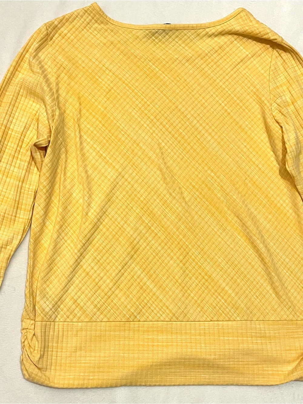 Apt. 9 Women’s Yellow Tie-Sleeve Quarter Sleeve Top Textured & Ruched Sides Lg - Picture 15 of 16